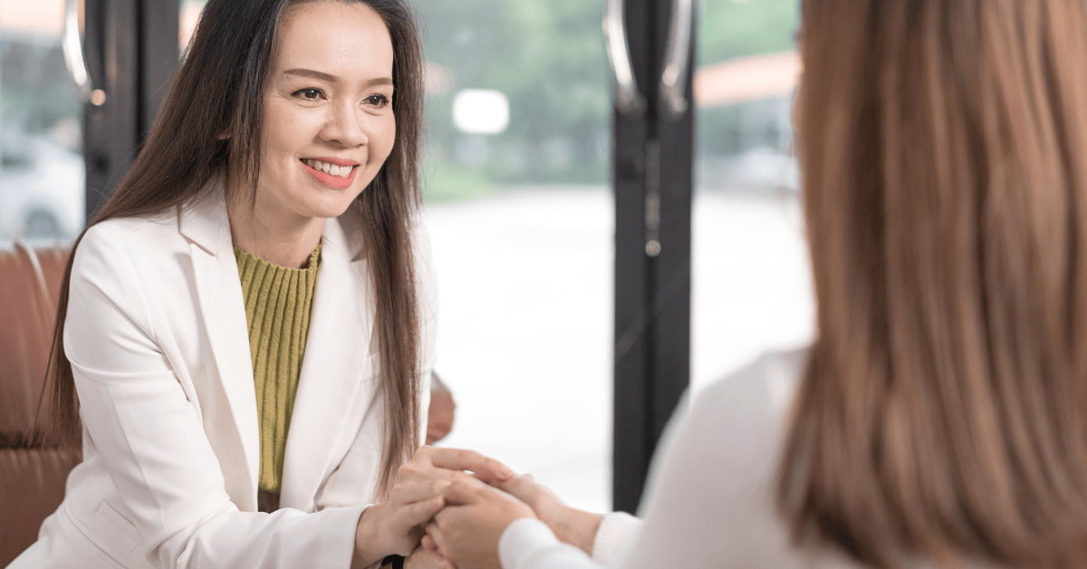 Mental health professional offering support to a patient during schizophrenia consultation